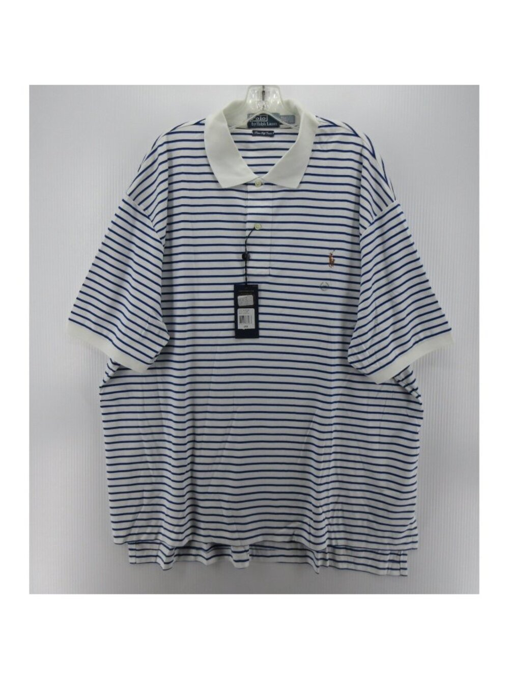 Polo Ralph Lauren Polo Shirt 2XB Big White Pima Soft Touch Striped